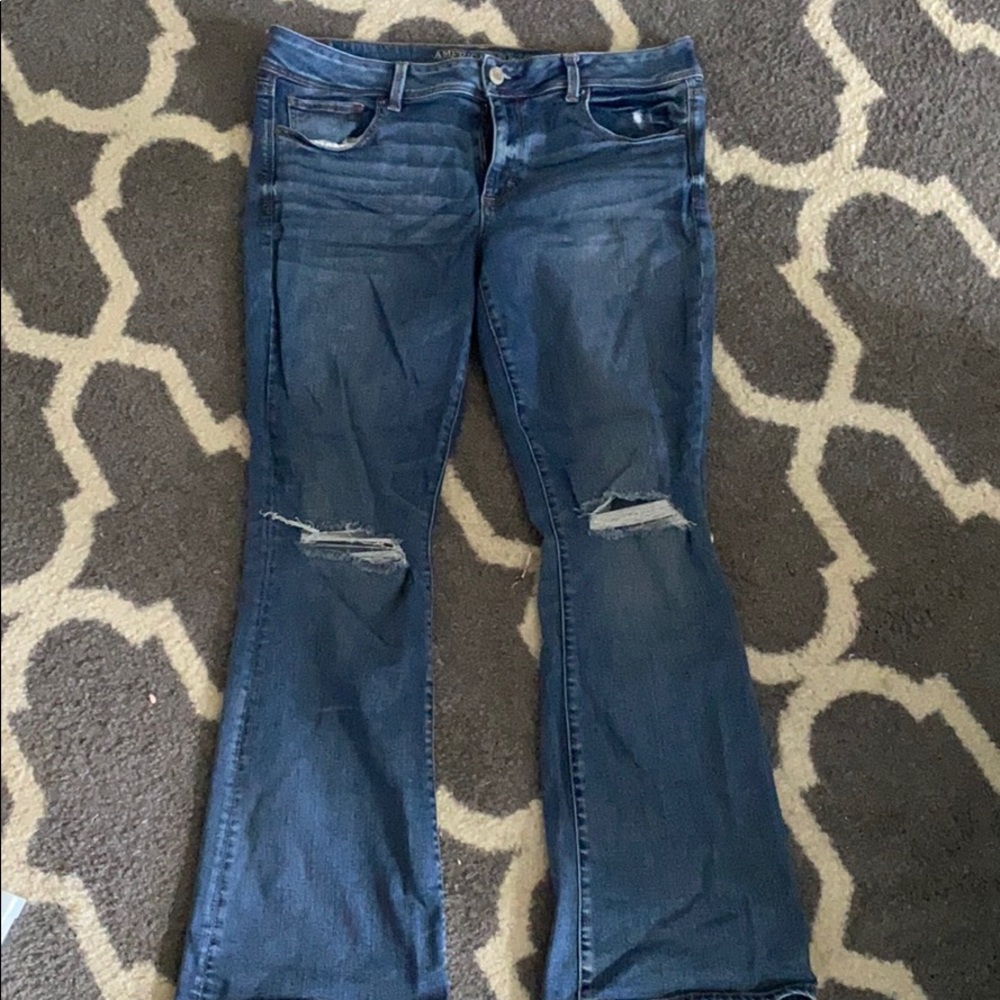 Boot cut AE ripped jeans.